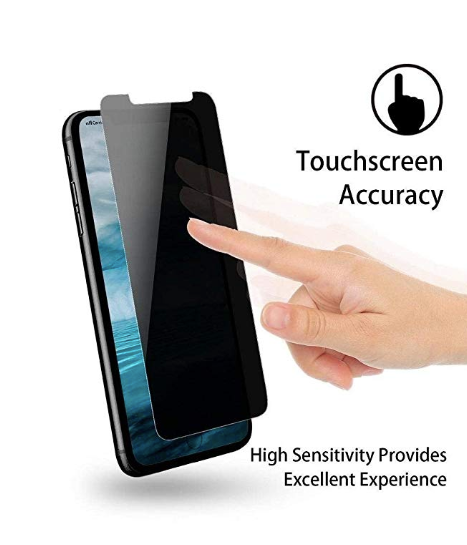 Privacy Screen Tempered Glass Protector for iPhone, providing screen privacy and protection against scratches and cracks